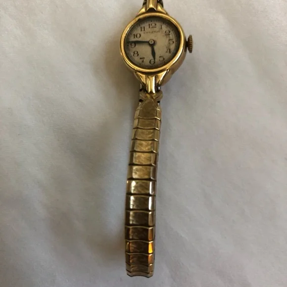 Vintage Hamilton S & W Ladies Watch 14k Gold Filled NOT Working Speidel Stretch - Picture 6 of 14